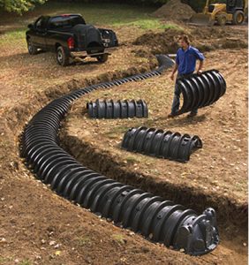 Infiltrator chambers can be installed in a curved trench
