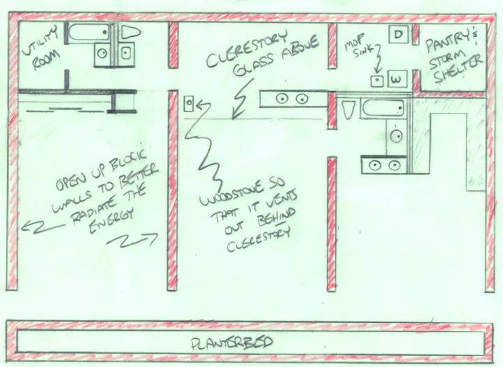 Here's the basic floorplan of an HTM high thermal mass earthhome with some walls and such.