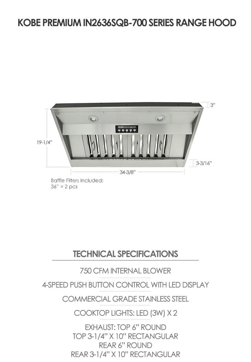 Kobe IN2630SQB7002 and IN2636SQB7001 builtinto insert